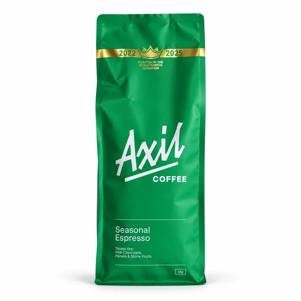 1kg green bag of Axil Seasonal Espresso coffee beans