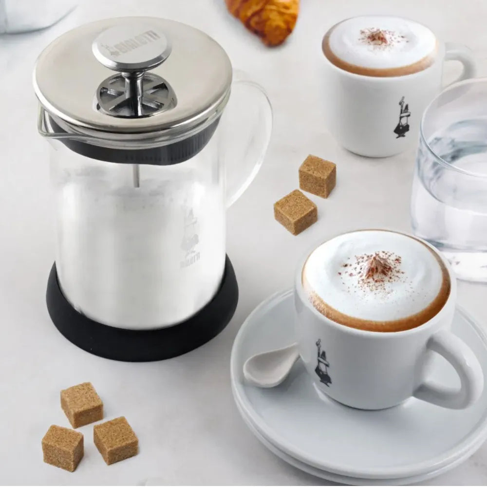 Bialetti Glass Milk Frother With Cappuccino