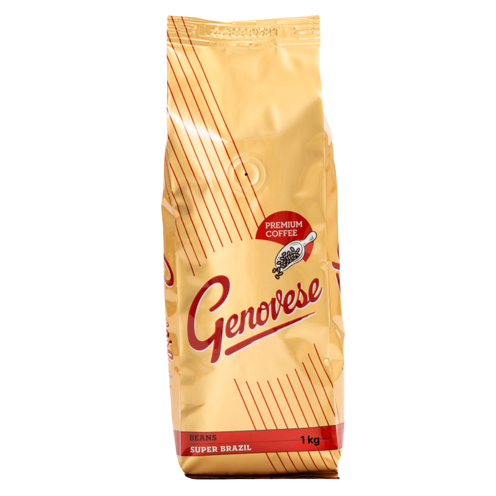 Coffee bag labeled 'Genovese' on a white background