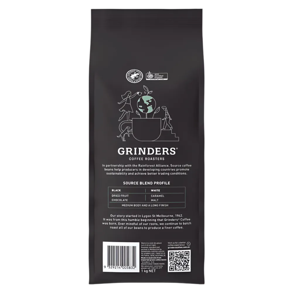 Back of bag Grinders Source coffee beans 1kg