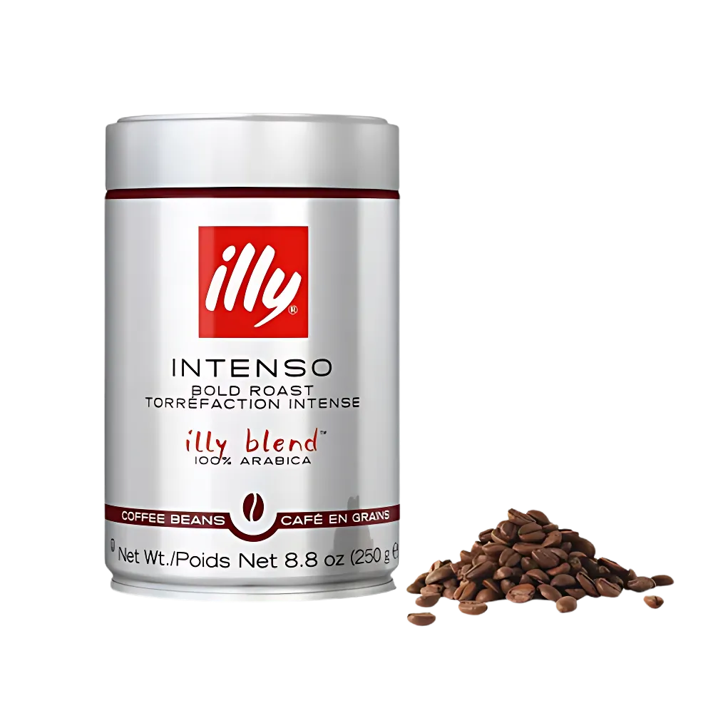 Illy dark roast coffee beans 250gram can