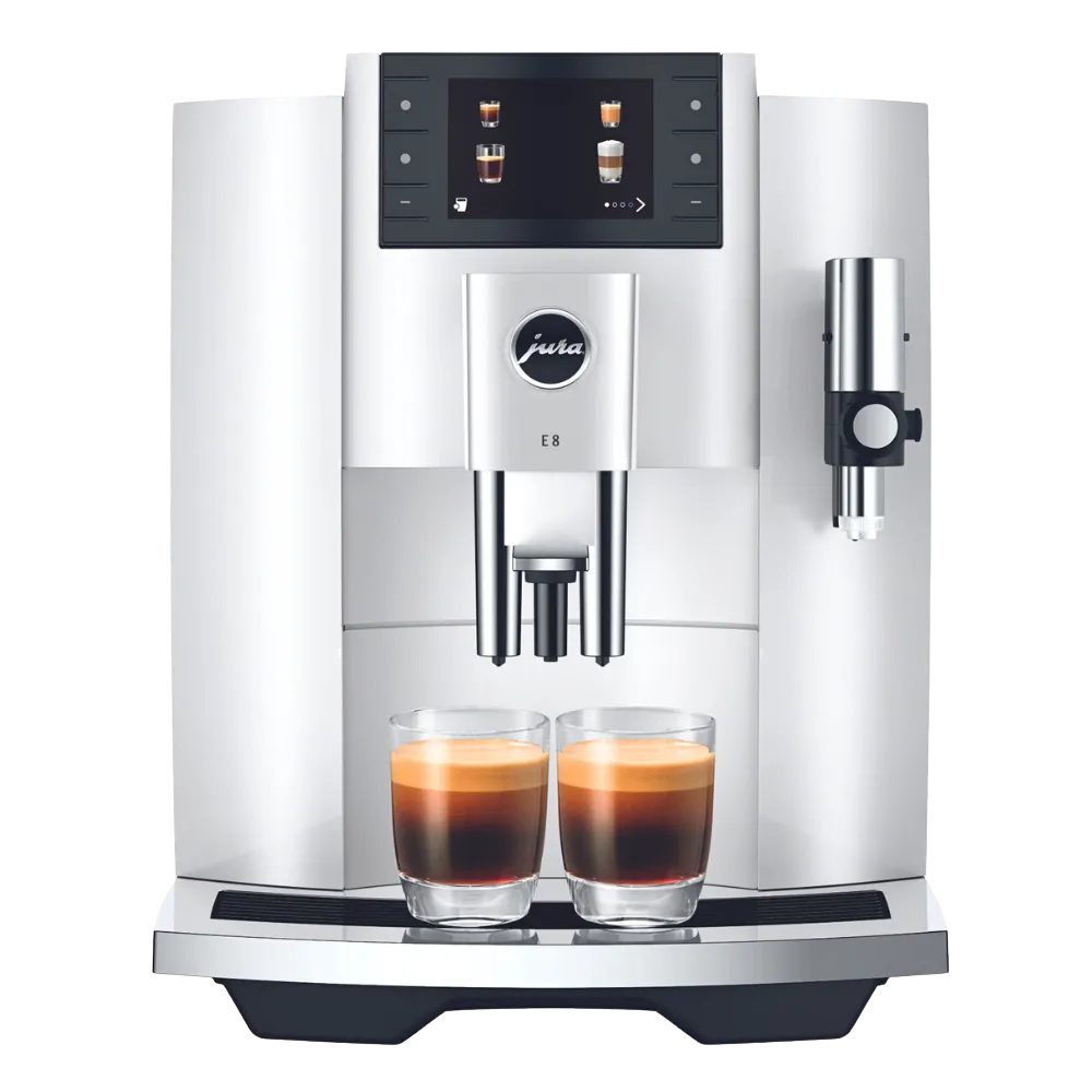 Jura E8 piano white INTC front