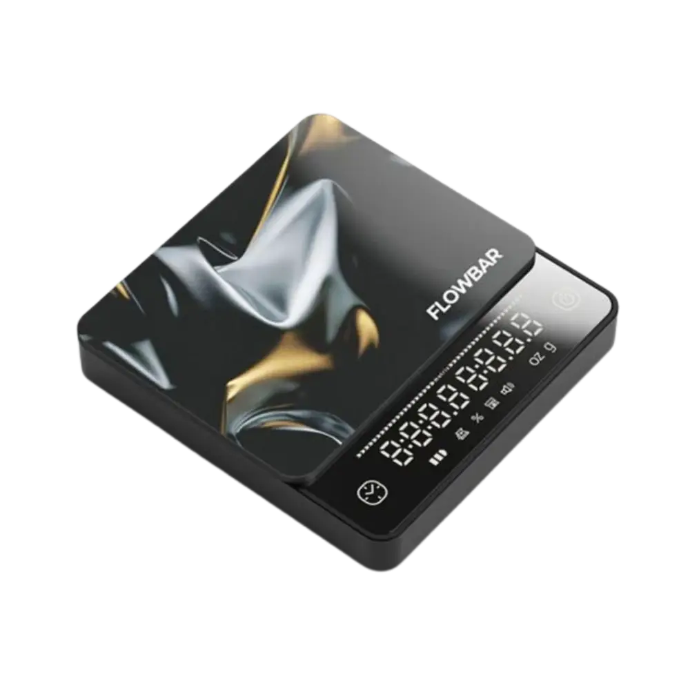 Digital kitchen scale with 'FLOWBAR' branding on a white background