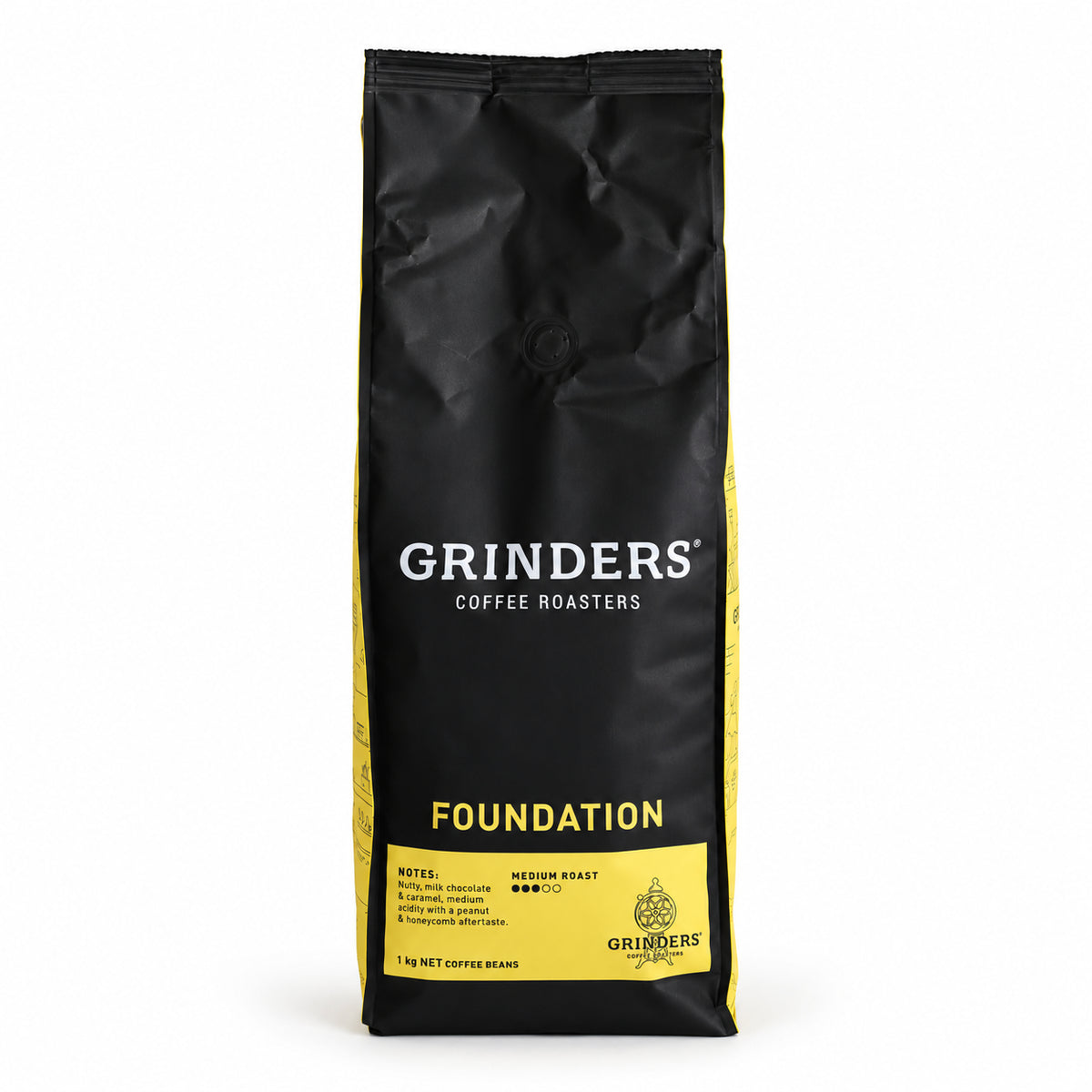 Grinders FOUNDATION BLEND Coffee Beans 1kg, front of the pack