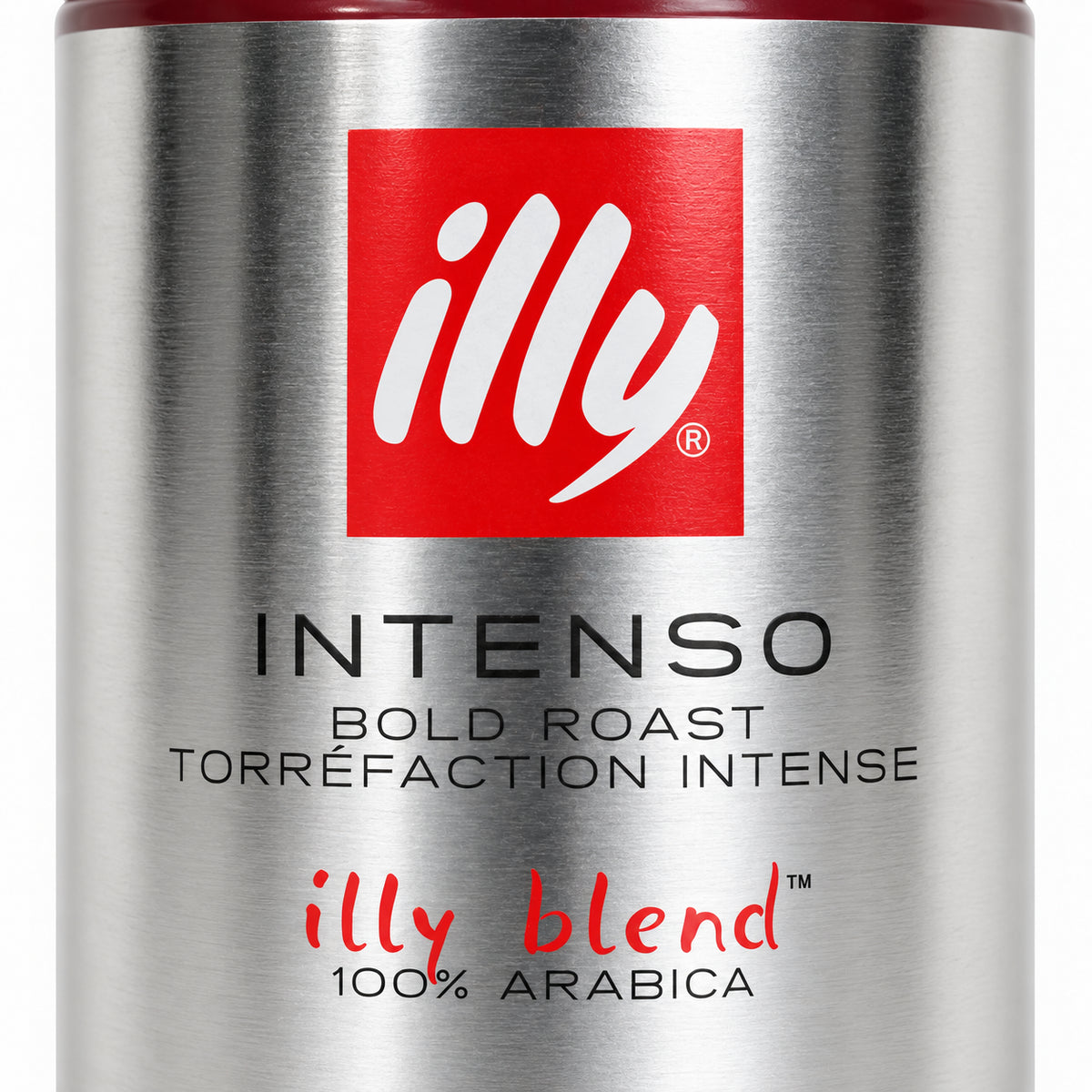 Illy Intenso Dark Roast Coffee Bean, close-up of the label