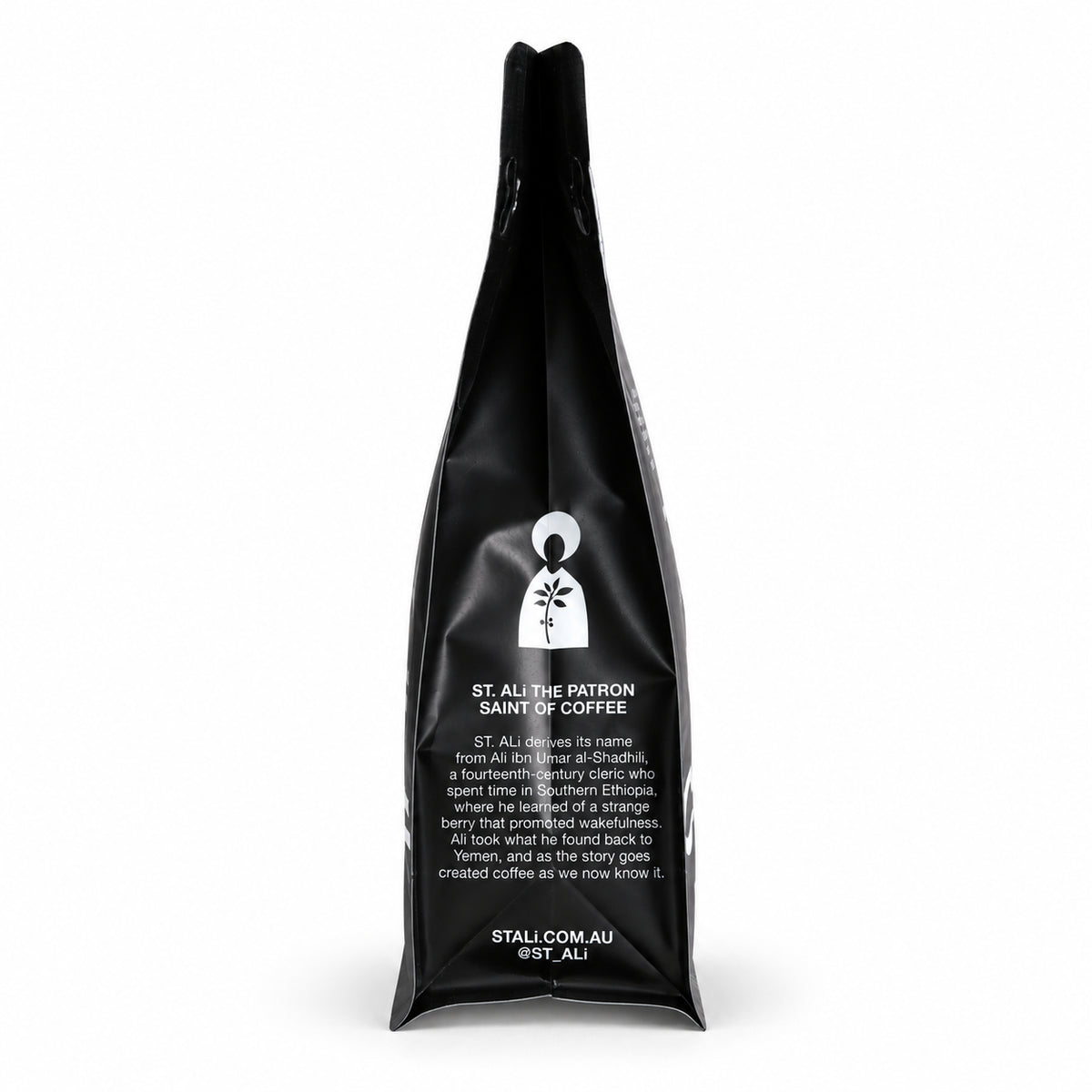 ST. ALi Wide Awake Espresso Blend Coffee Beans 225 gram, side of the pack