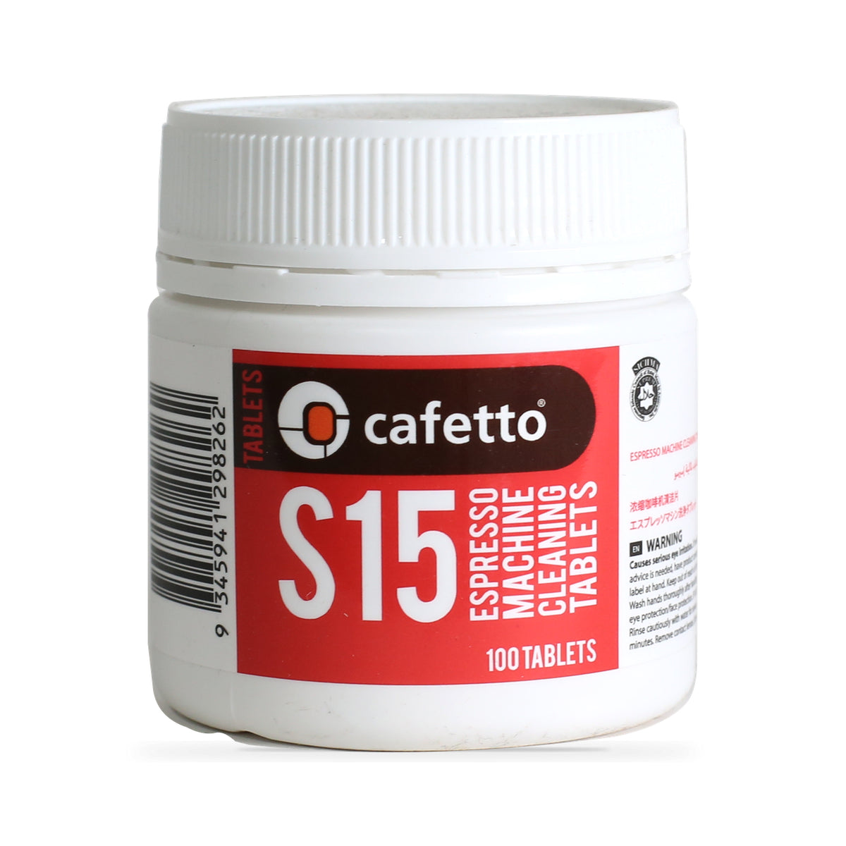 Cafetto S15 Espresso Machine Cleaning Tablets 100 pack, front of the pack
