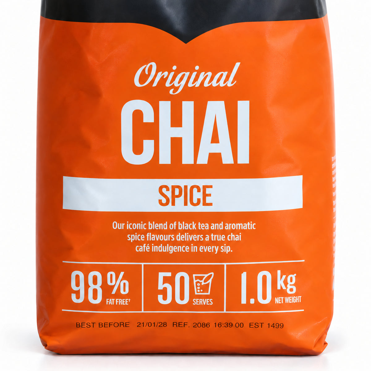 Arkadia Chai Spice Tea 1kg, close-up of the label