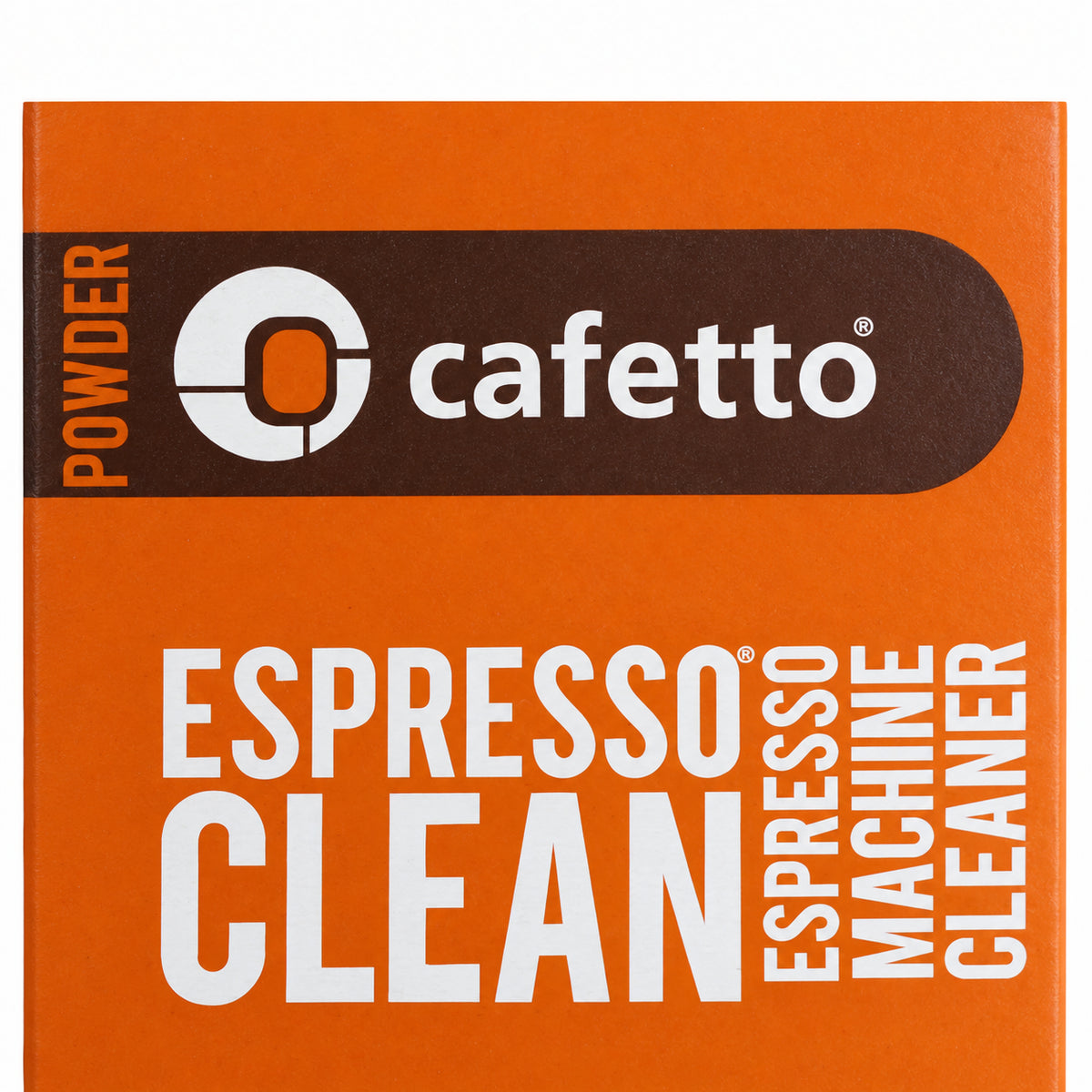Cafetto Espresso Clean Sachets 12 x 5 grams, close-up of the label