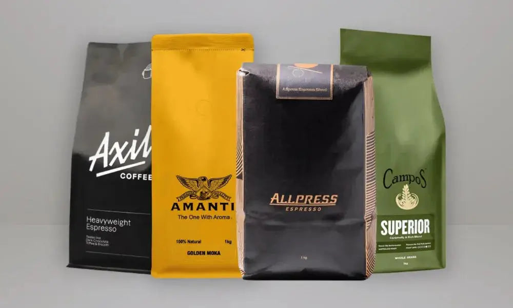 Four bags of coffee beans