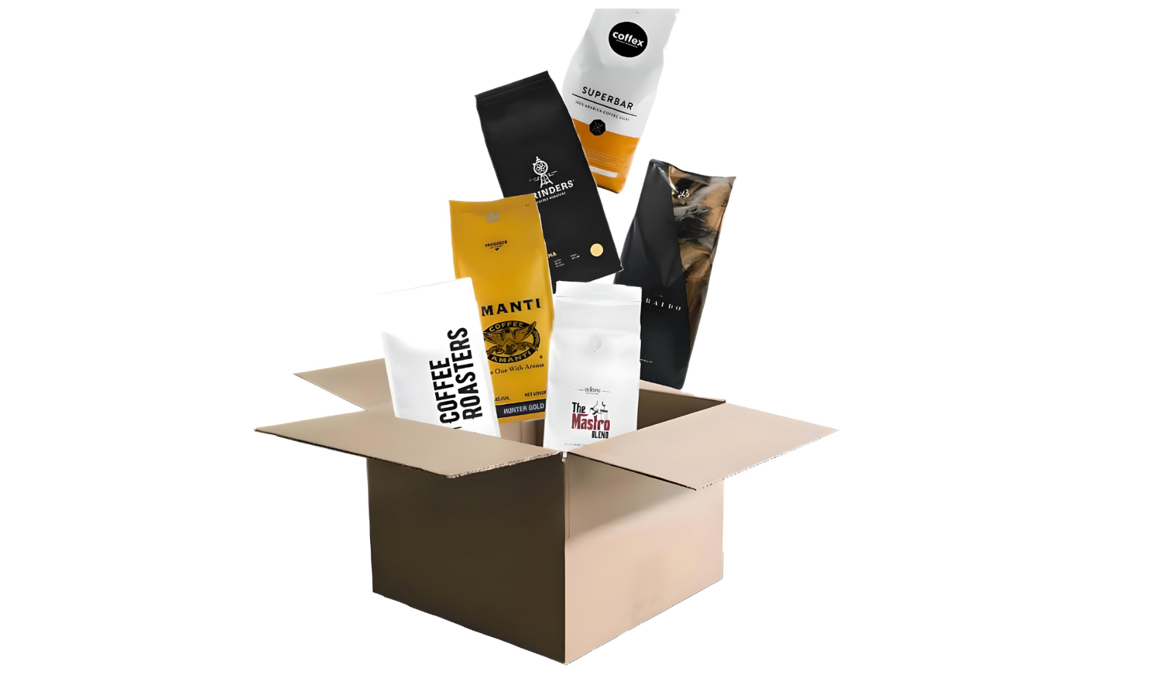 Build your own 6kg mixed coffee box from our range of 20 coffee brands.