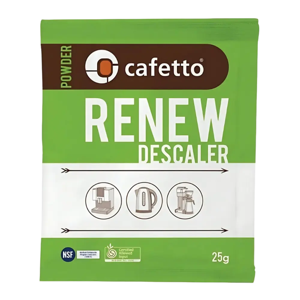 Cafetto Renew Descaler powder package on a white background