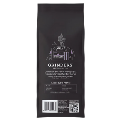 Back of bag Grinders Classic coffee beans 1kg