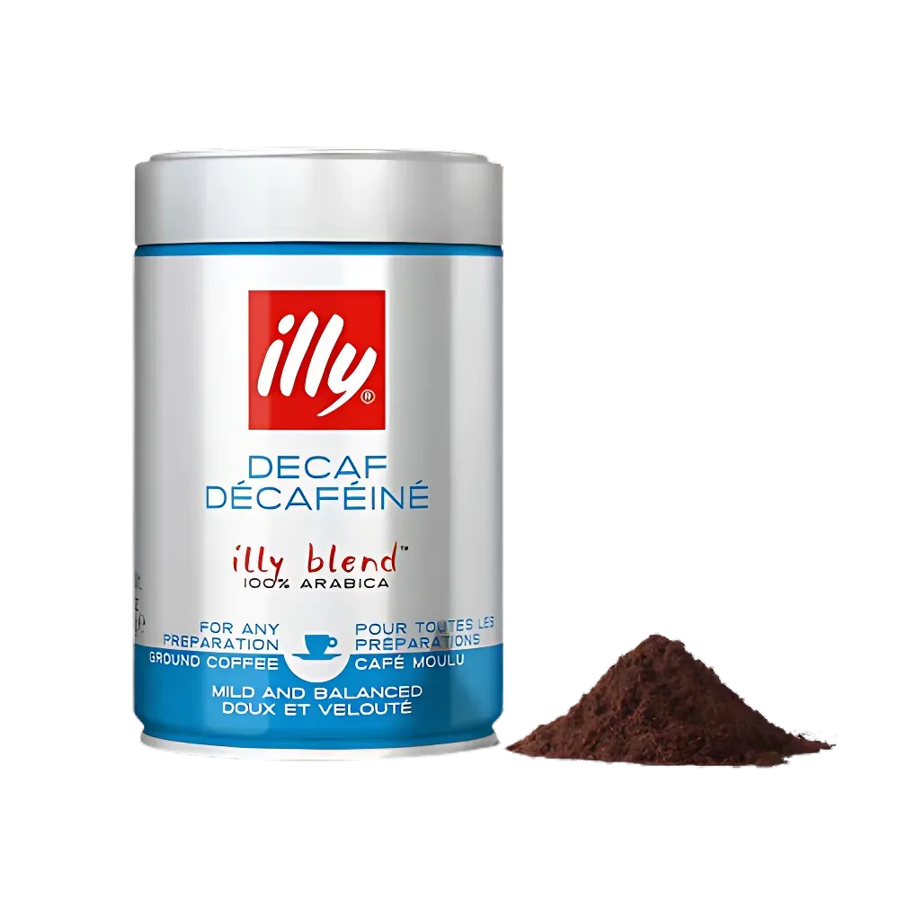 Illy decaf ground coffee 250 gram can