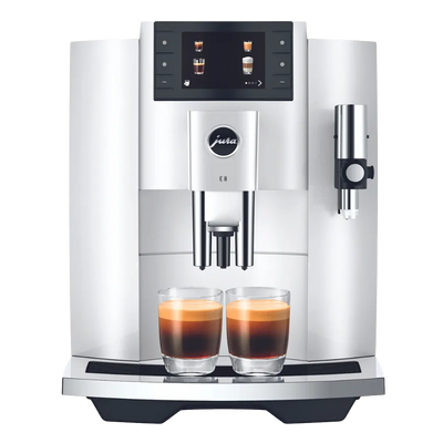 Jura E8 piano white INTC front