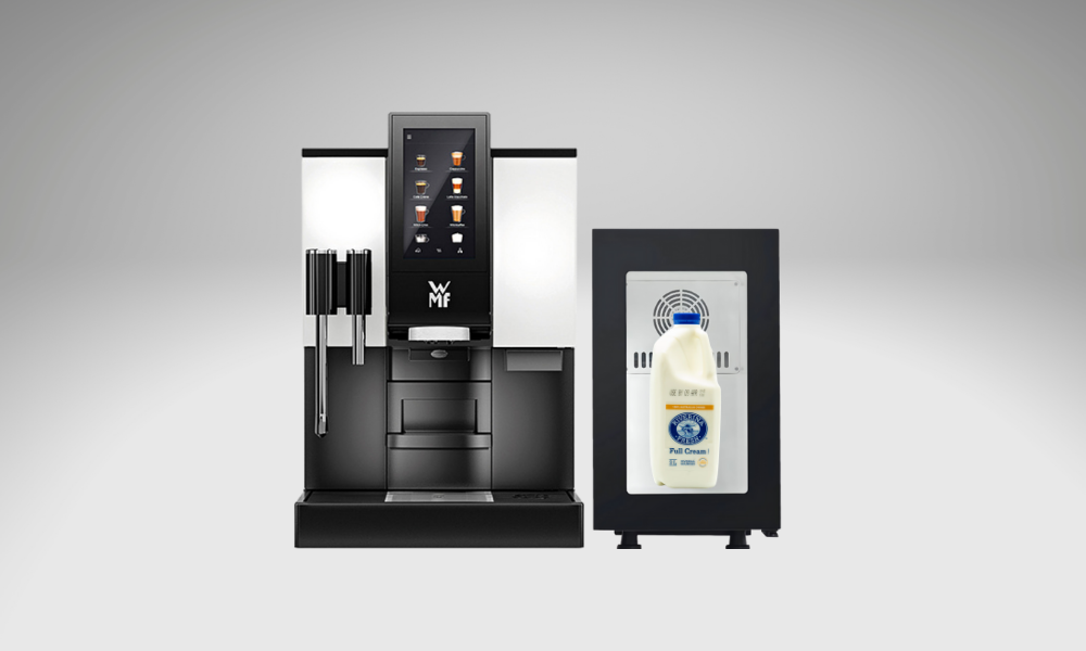 WMF 1100S automatic office coffee machine with milk fridge