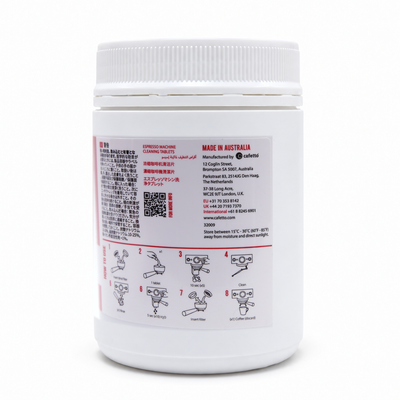 Cafetto Espresso Clean Tablets, side of the pack