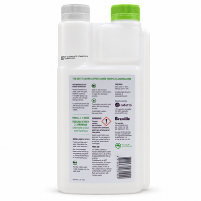 Breville Eco Liquid Descaler 1 litre, back of the pack