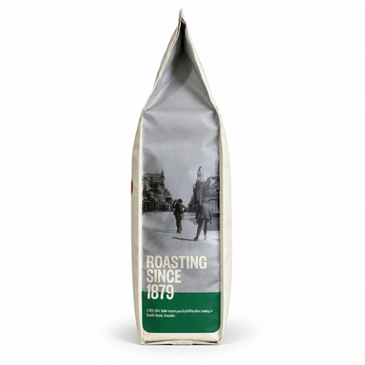Griffiths Bros Grand Duchess Coffee Beans 1kg, side of the pack