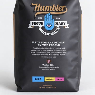Proud Mary Humbler Blend Coffee Beans 1kg, close-up detail