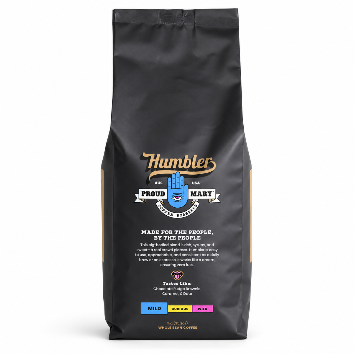 Proud Mary Humbler Blend Coffee Beans 1kg, front of the pack