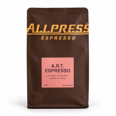 Allpress A.R.T. Espresso Blend Coffee Beans 250grams, front of the pack