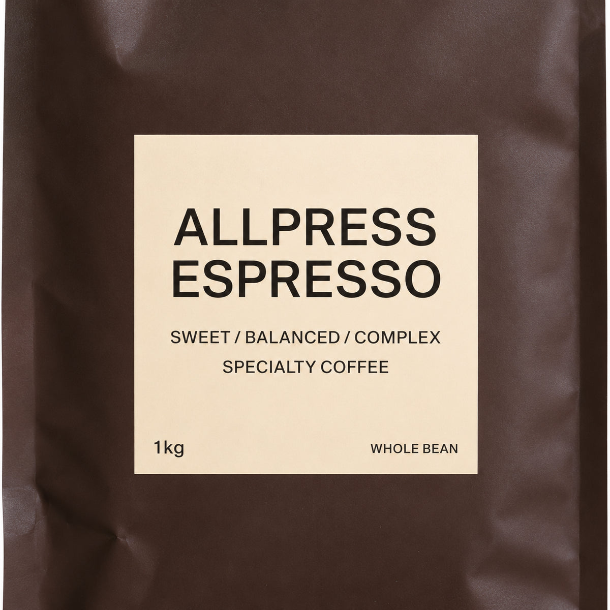 Allpress Espresso Blend Coffee Beans 1kg, close-up of the label