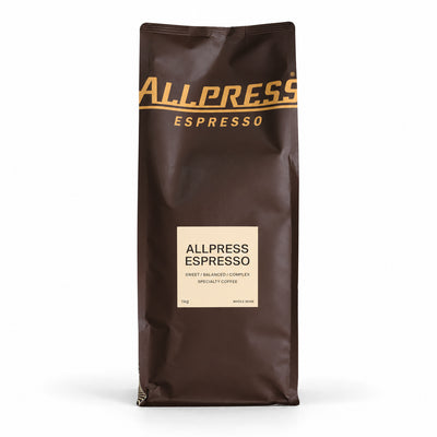 Allpress Espresso Blend Coffee Beans 1kg, front of the pack