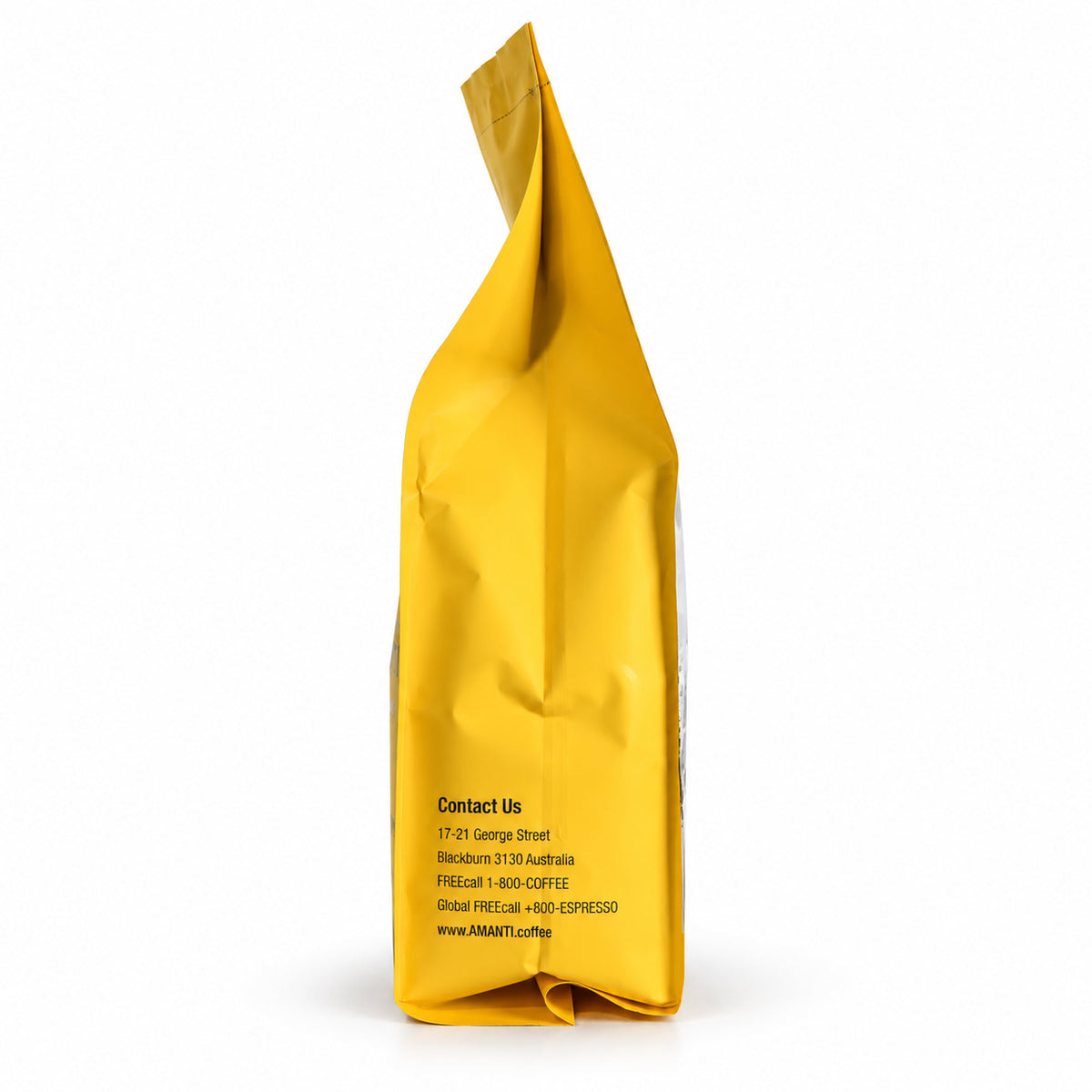 Amanti Golden Moka Coffee Beans 1kg, side of the pack