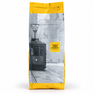 Amanti Hunter Gold Coffee Beans 1kg, back of the pack