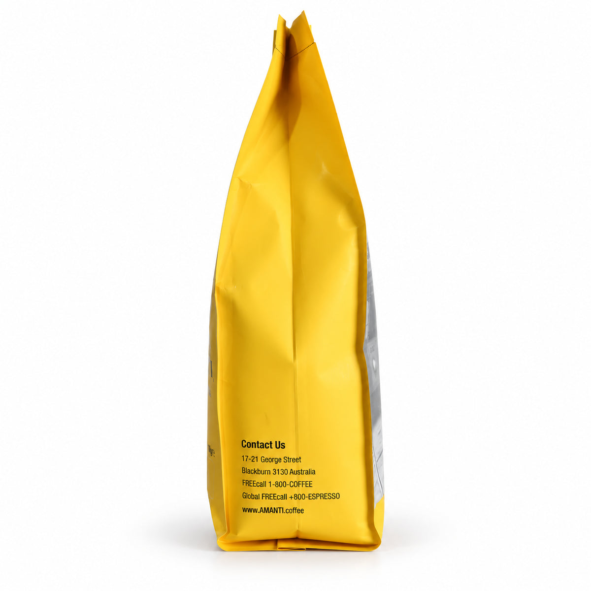 Amanti Hunter Gold Coffee Beans 1kg, side of the pack