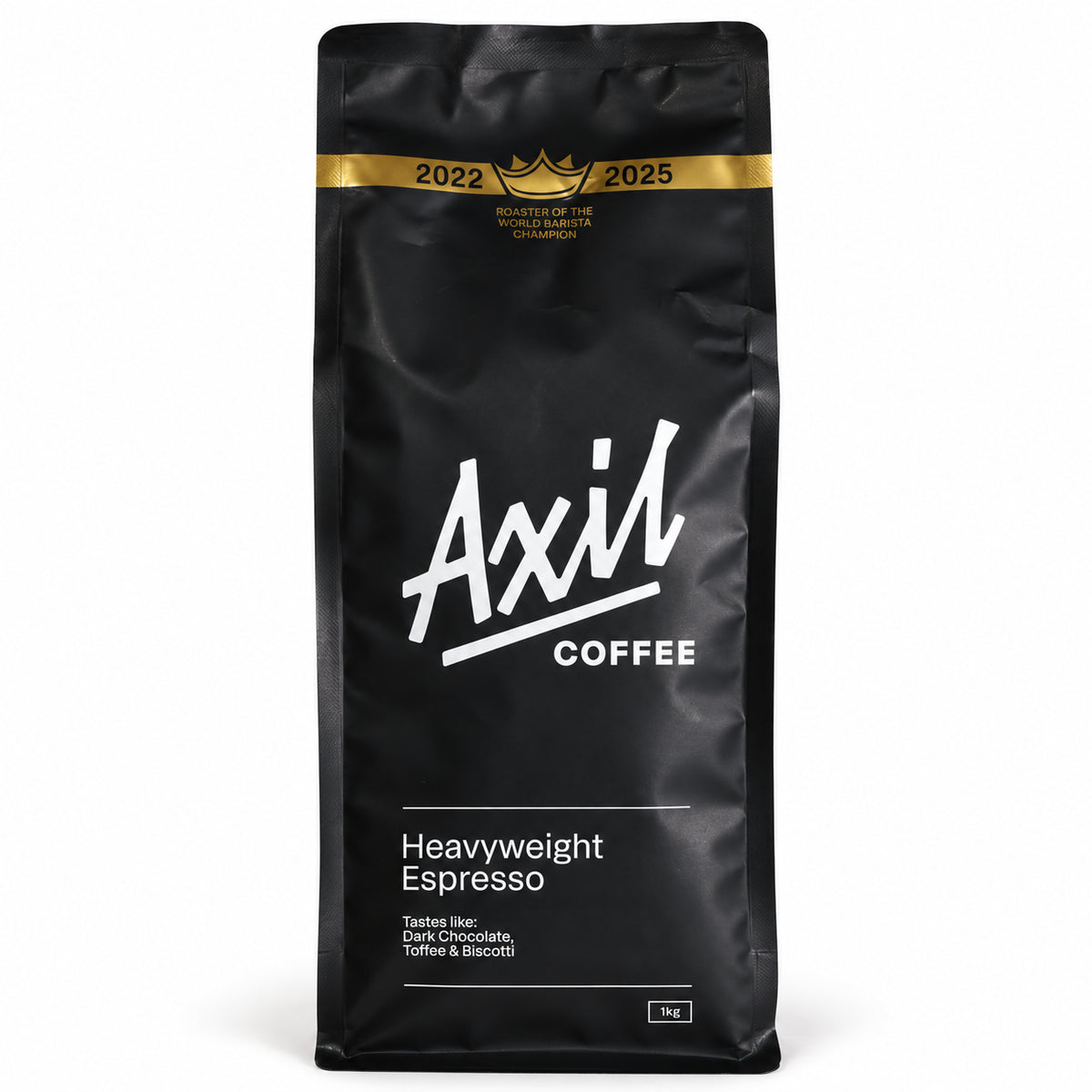 Axil Heavyweight Espresso Blend Coffee Beans 1kg, front of the pack
