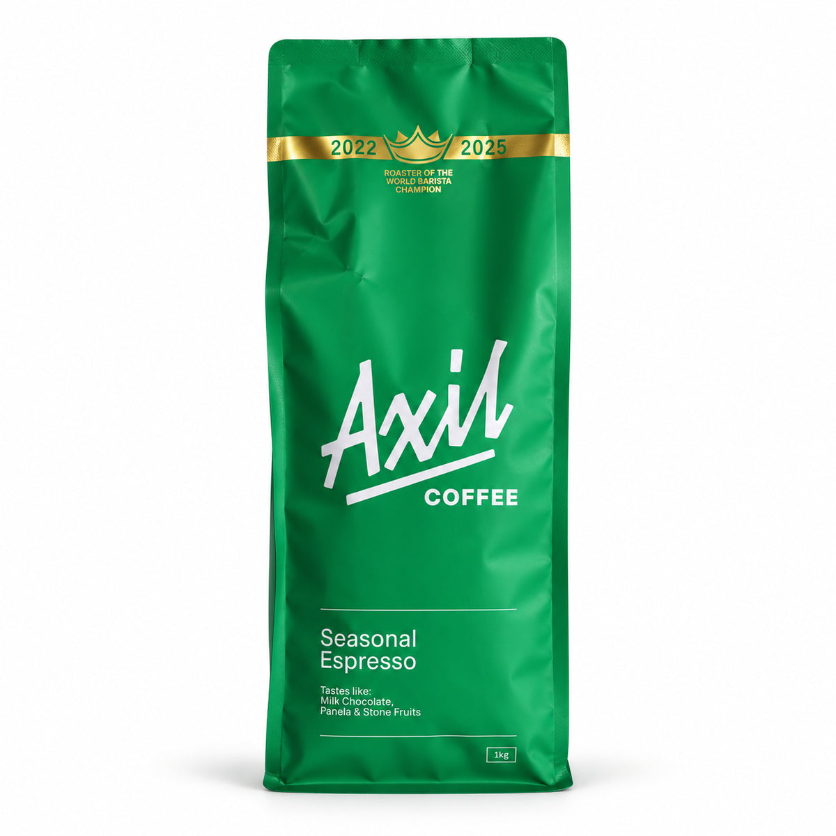 Axil Seasonal Espresso Blend Coffee Beans 1kg, front of the pack