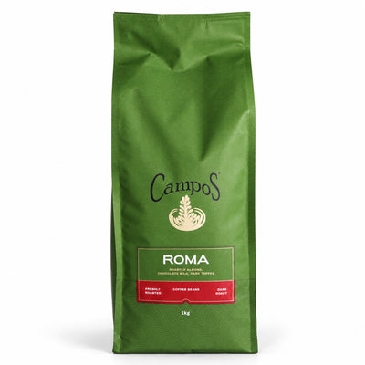 Campos Roma Espresso Blend Coffee Beans 1kg, front of the pack
