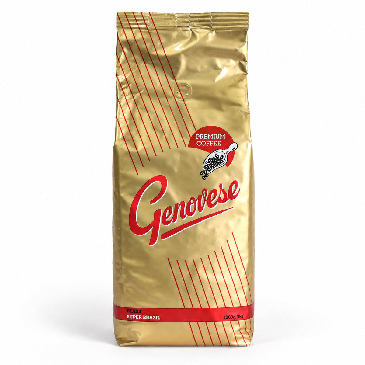 Genovese Super Brazil Coffee Beans 1kg, front of the pack