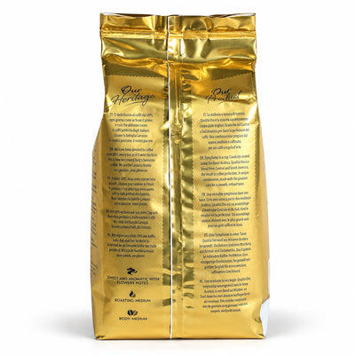 Lavazza Qualita Oro Coffee Beans 1kg, back of the pack
