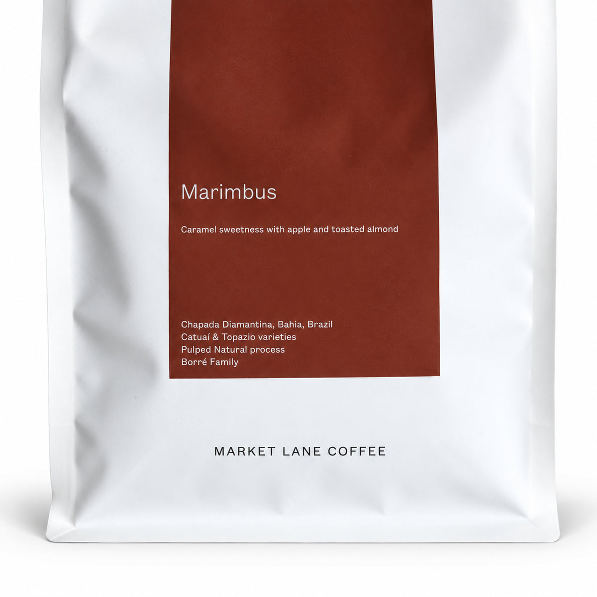 Market Lane Marimbus Coffee Beans 1kg, close-up of the label