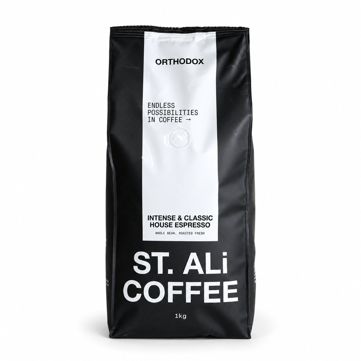 ST. ALi Orthodox Espresso Blend Coffee Beans 1kg, front of the pack
