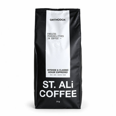 ST. ALi Orthodox Espresso Blend Coffee Beans 1kg, front of the pack