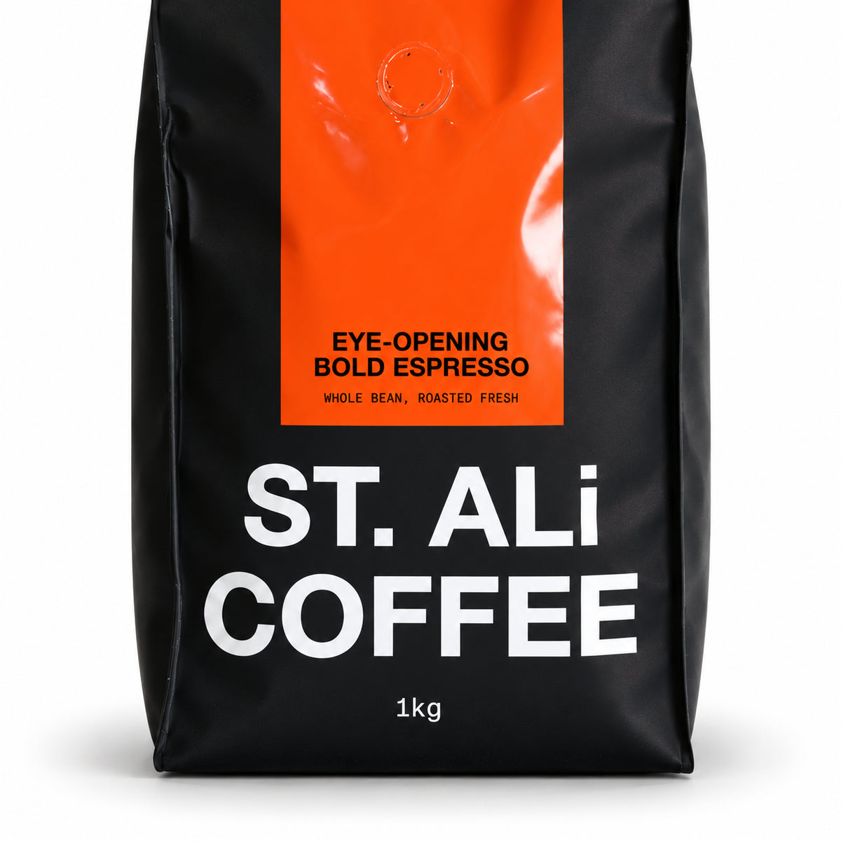 ST. ALi Wide Awake Espresso Blend Coffee Beans 1kg, close-up of the label