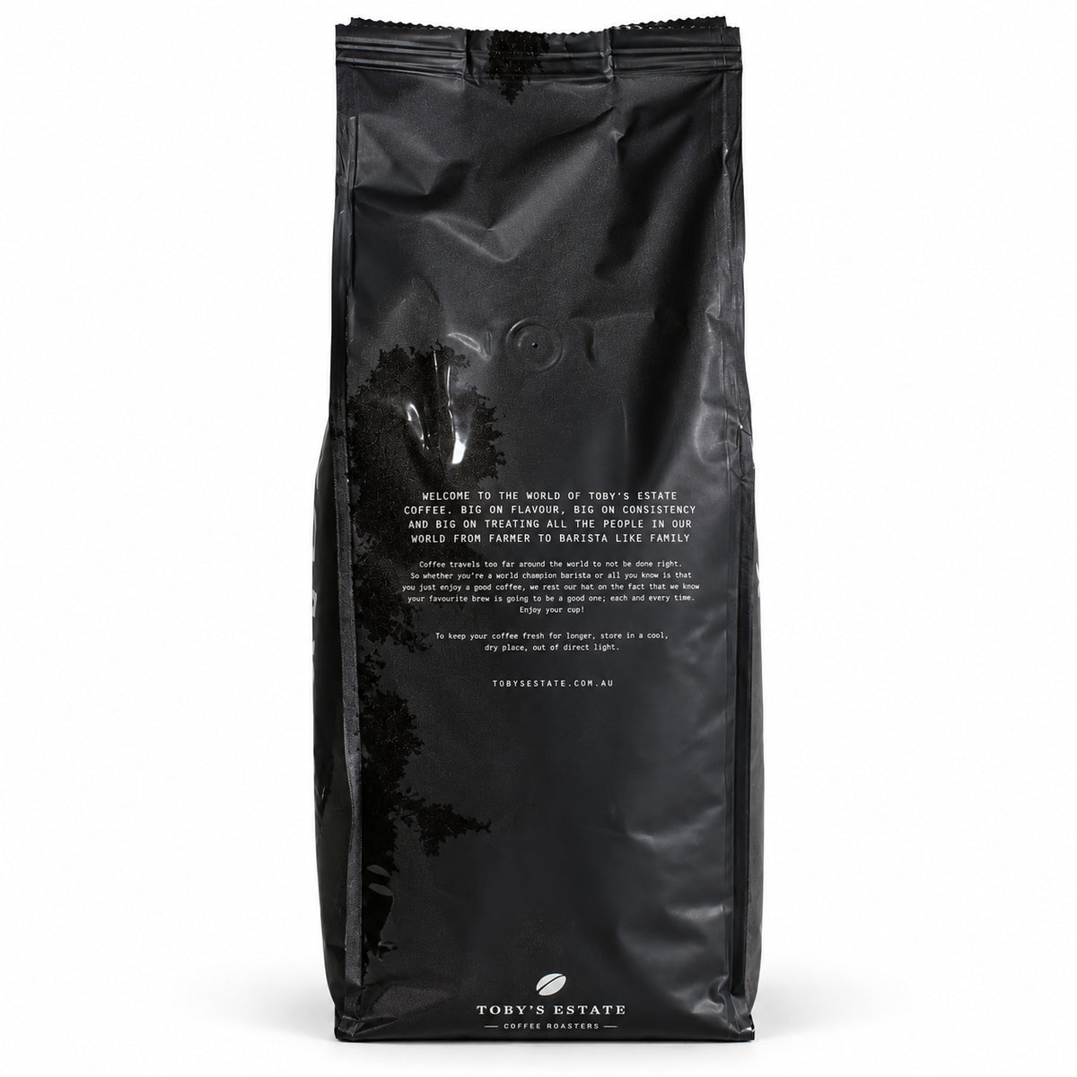 Toby's Estate Brunswick coffee beans 1kg, back of the pack