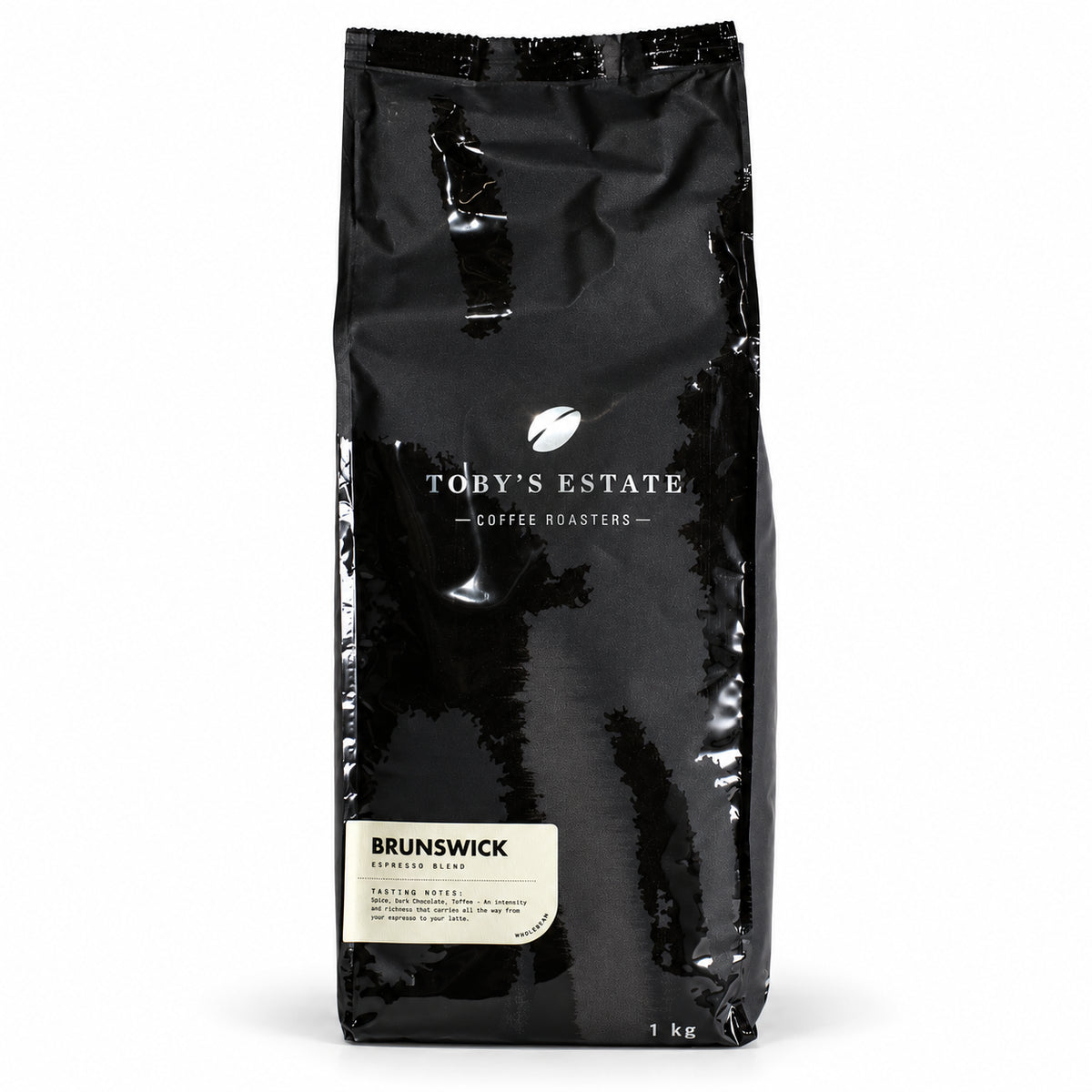 Toby's Estate Brunswick coffee beans 1kg, front of the pack