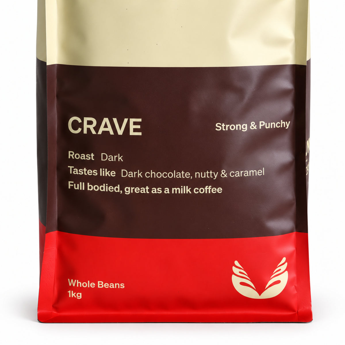 Veneziano Crave Blend Coffee Beans 1kg, close-up of the label