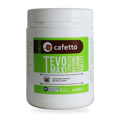 Cafetto Tevo Organic Espresso Clean Maxi Tablets 150 pack, front of the pack