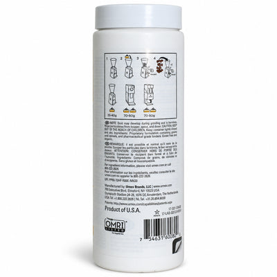 Urnex Grindz Grinder Cleaning Pellets, back of the pack