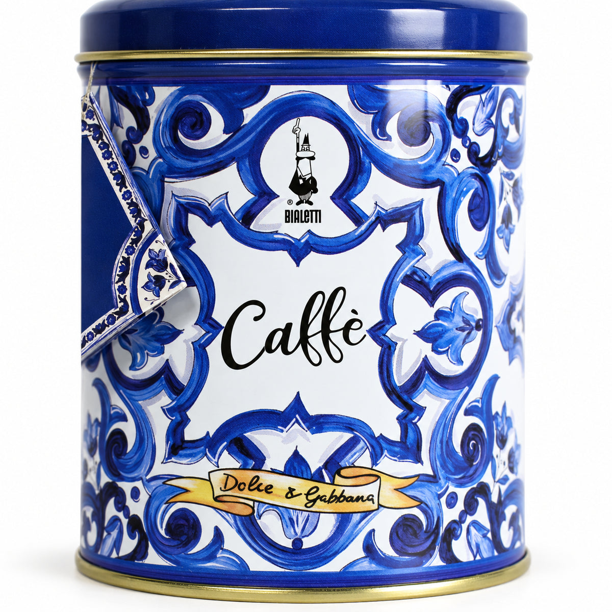 Dolce & Gabbana Bialetti Perfetto Moka Autentico Ground Coffee 200g + Gift Tin, close-up of the label