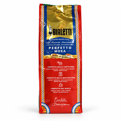 Dolce & Gabbana Bialetti Perfetto Moka Irresistibile Ground Coffee 200g, back of the pack