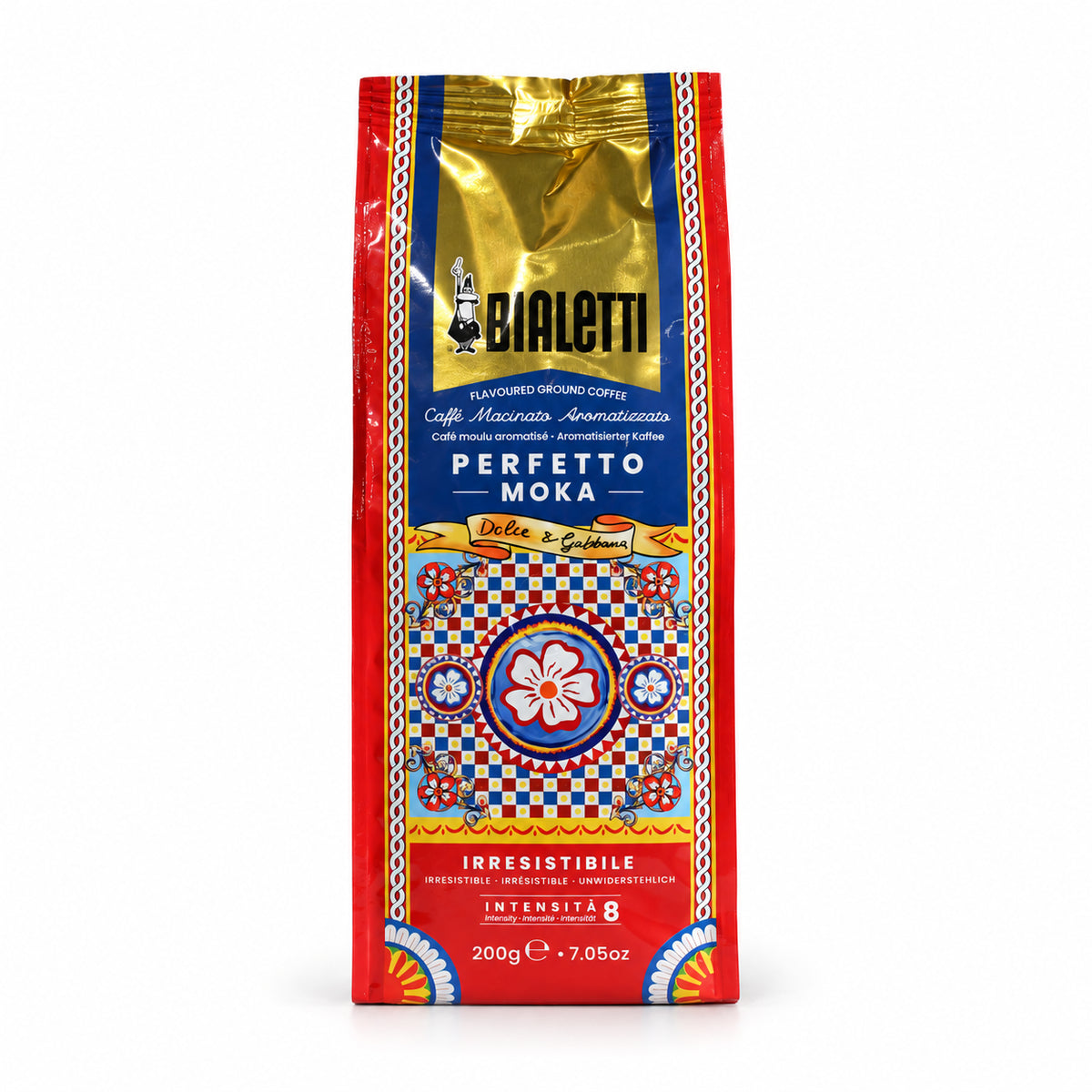 Dolce & Gabbana Bialetti Perfetto Moka Irresistibile Ground Coffee 200g, front of the pack