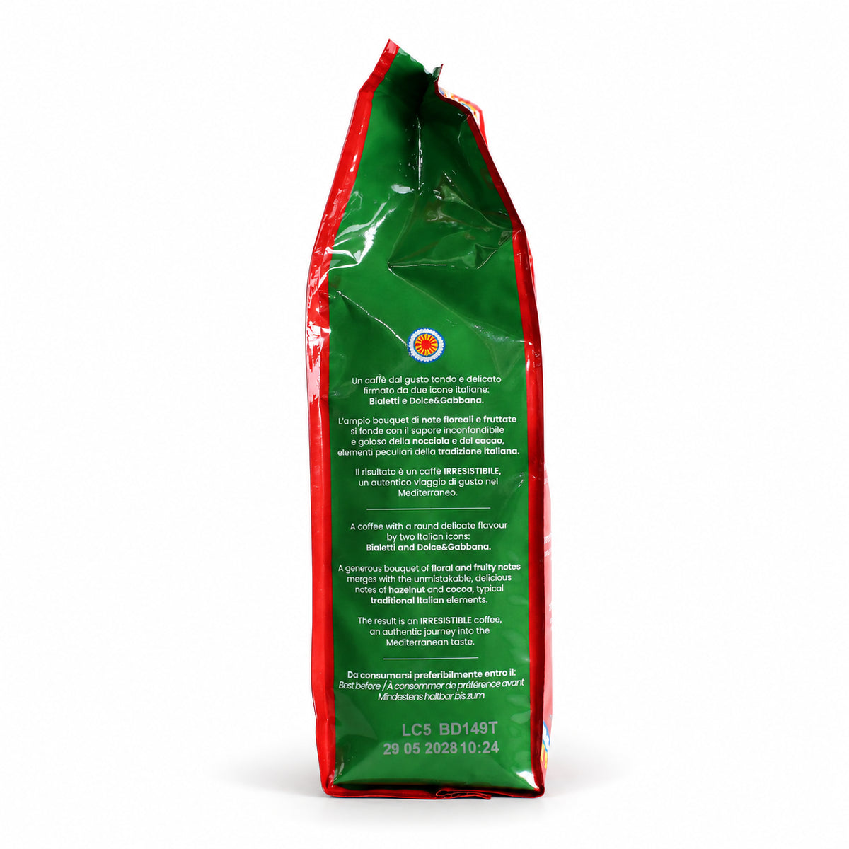 Dolce & Gabbana Bialetti Perfetto Moka Irresistibile Ground Coffee 200g, side of the pack