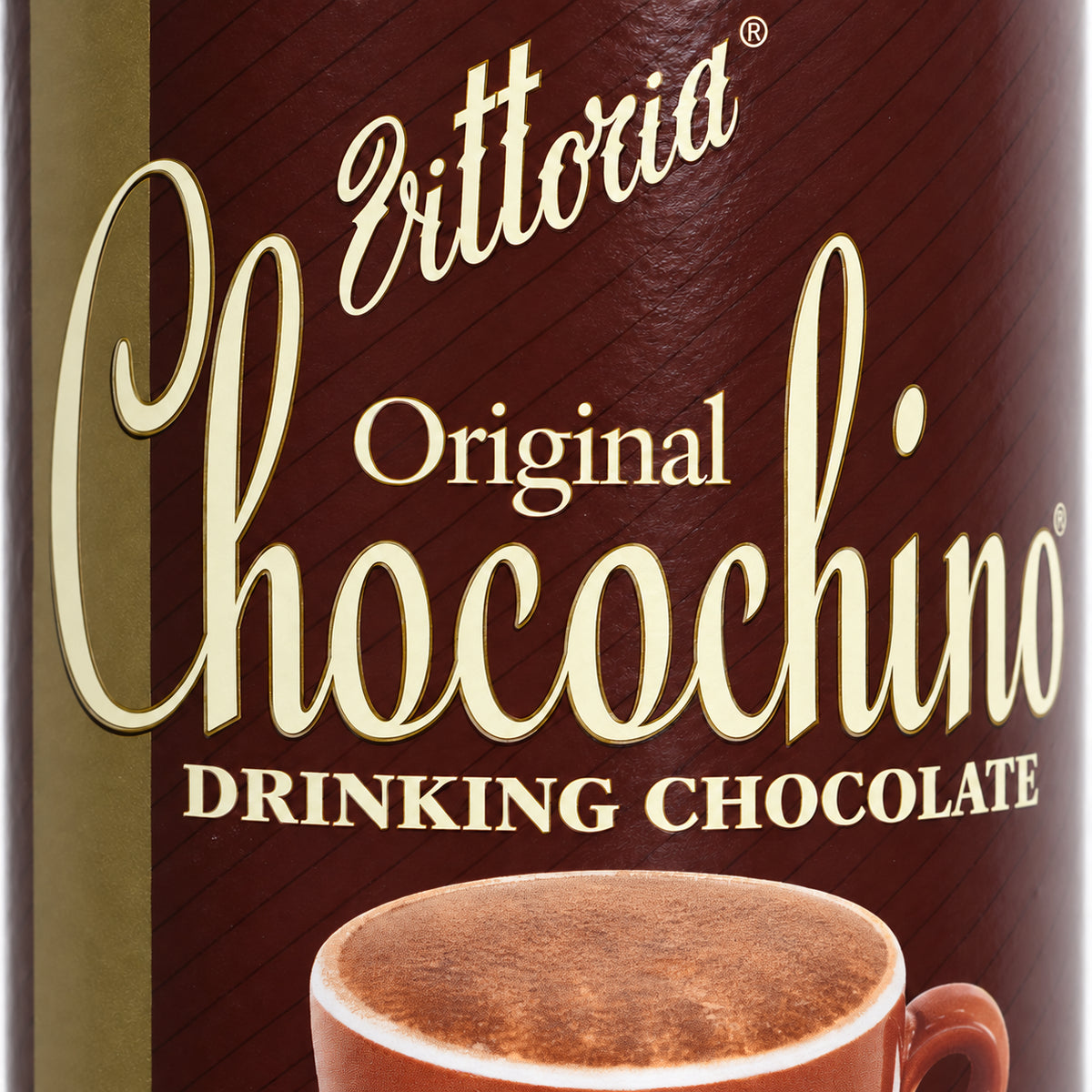 Vittoria Chocochino Original Chocolate 375g, close-up of the label